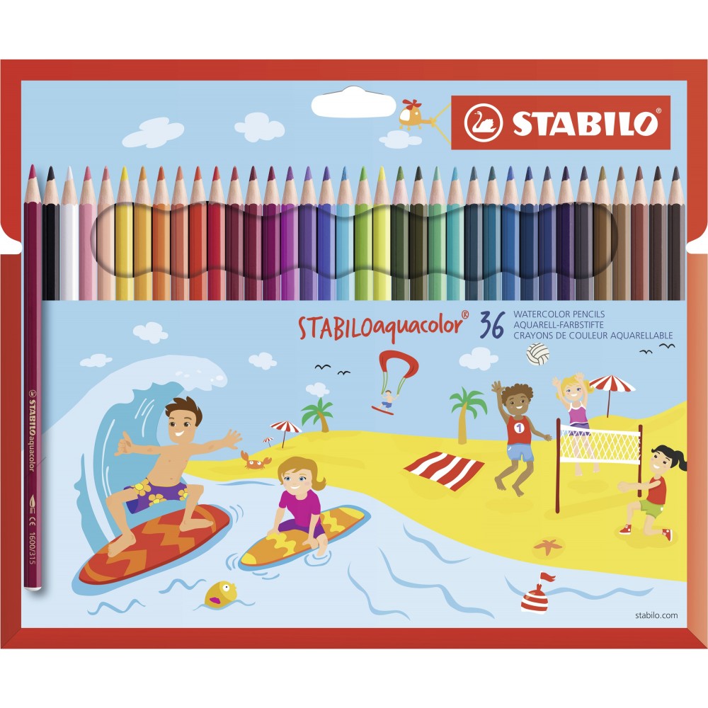 Stabilo | Aquacolor Colouring Pencils | Wallet Of 36 Assorted Colours - penpencilink