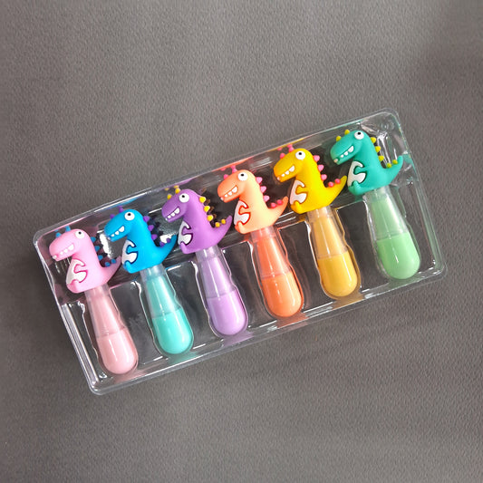 Fancy Dinosaur Shaped Highlighter Set of 6 (MD-345)