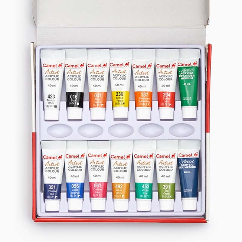 Camel Artist Acrylic Colour Set of 12x40ml