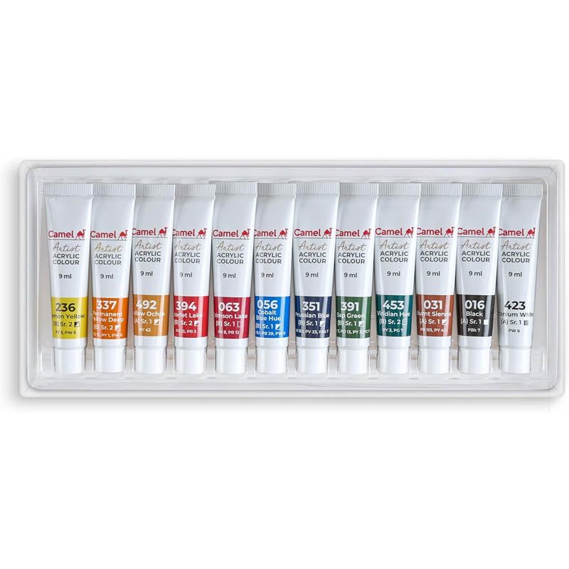 Camel Artist Acrylic Colour Set of 12x9ml