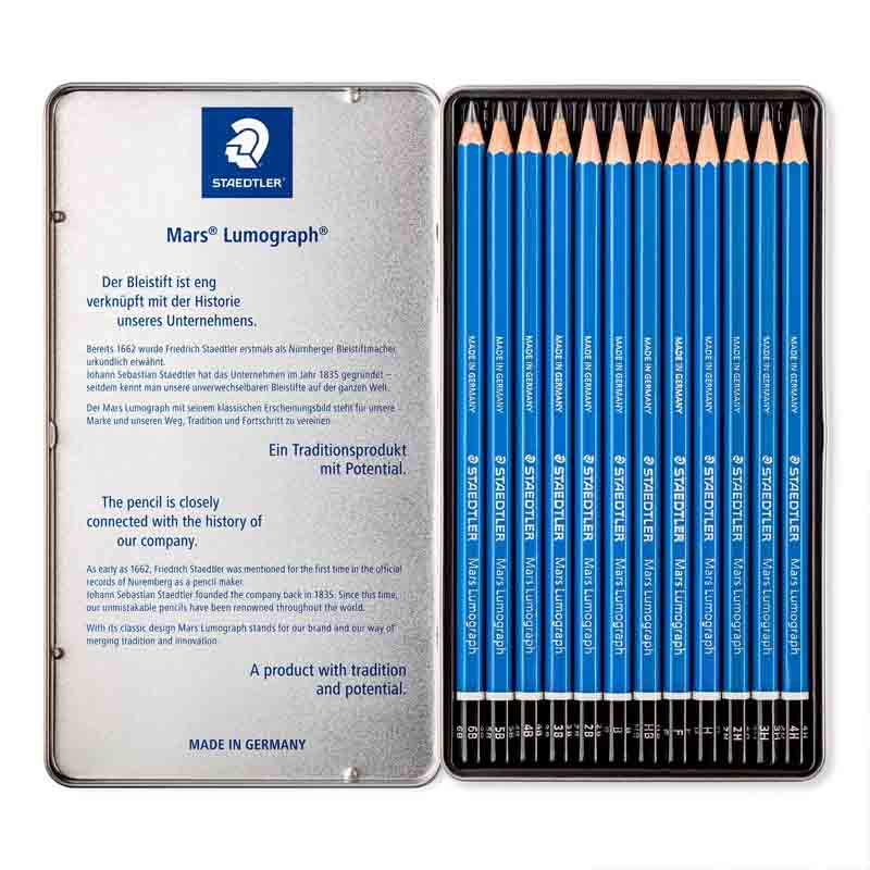 Staedtler Lumograph Drawing Pencil Set of 12 (6B-4H)