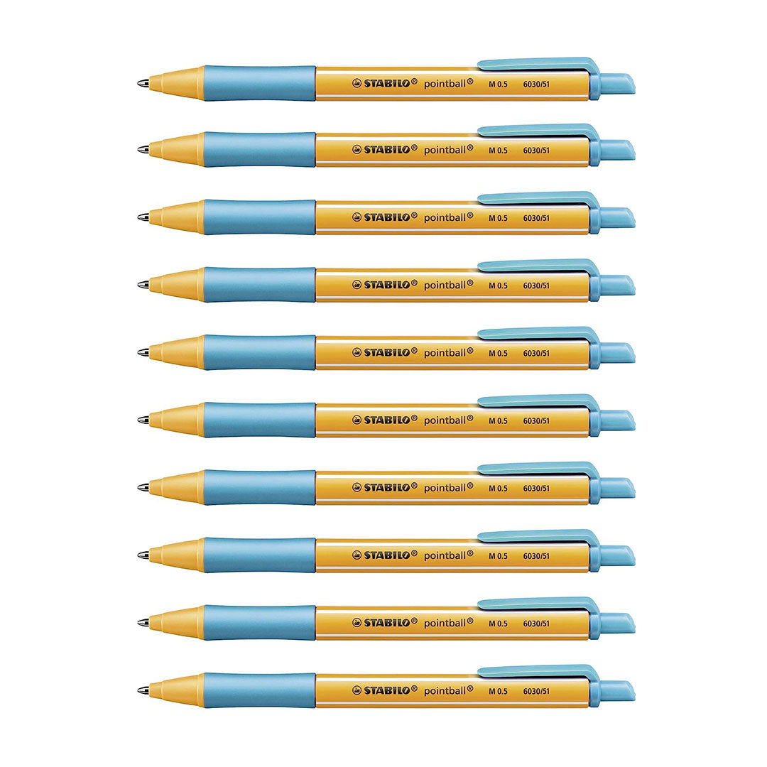 Stabilo | Pointball | Ballpoint Pen | Turquoise | Pack Of 10