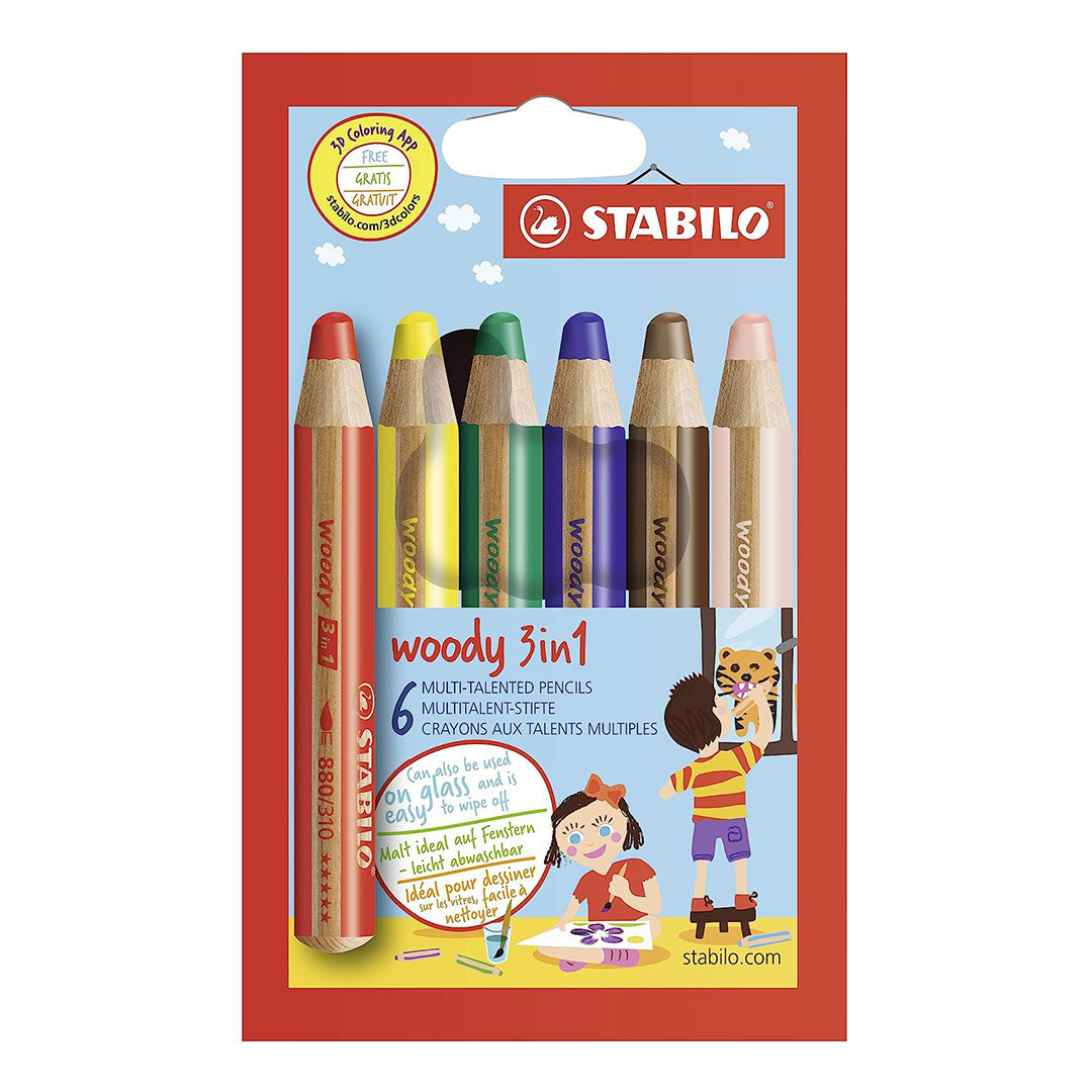 Stabilo | Woody 3 in 1 | Wallet Of 6Pcs