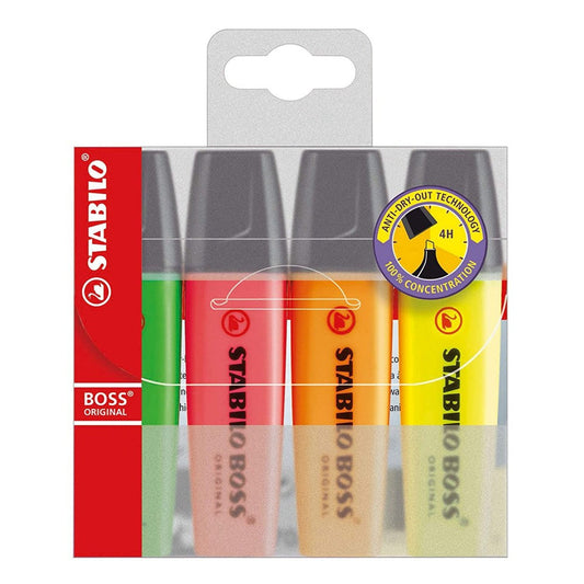 Stabilo | Boss | Highlighter | Wallet Of 4 Colors - penpencilink