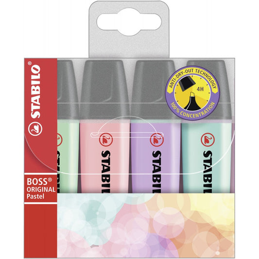 Stabilo | Boss Original | Highlighter Pen | Assorted Colours | Pack Of 4 Pcs - penpencilink