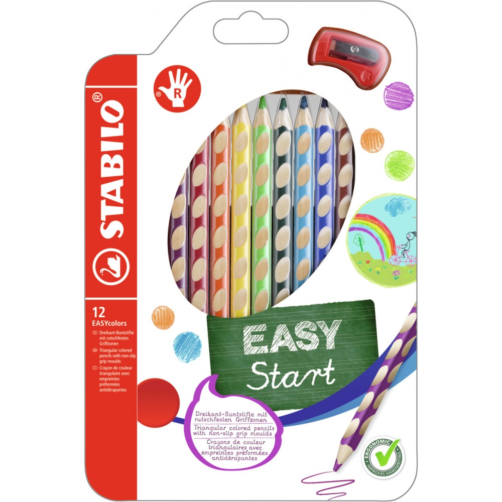 Stabilo | Easycolours Ergonomic Colouring Pencil | Wallet of 12 | Right Handed - penpencilink