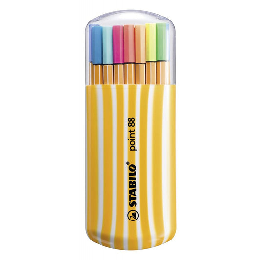 Stabilo | Point 88 | Fineliner | Zebrui | Assorted Colors | Pack Of 20 - penpencilink