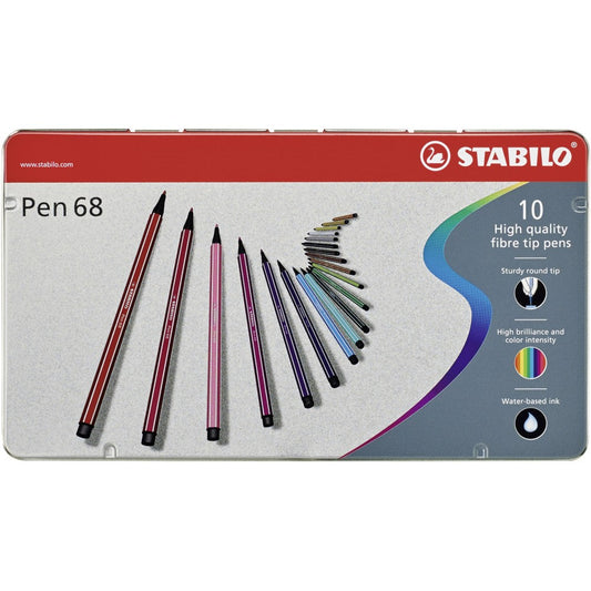 Stabilo | Pen 68 | Metal Box | Pack of 10 - penpencilink