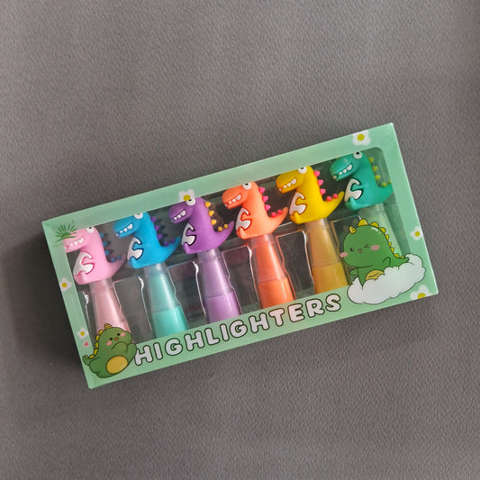 Fancy Dinosaur Shaped Highlighter Set of 6 (MD-345)