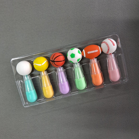 Fancy Sports Ball Shaped Highlighter Set of 6 (MD-341)