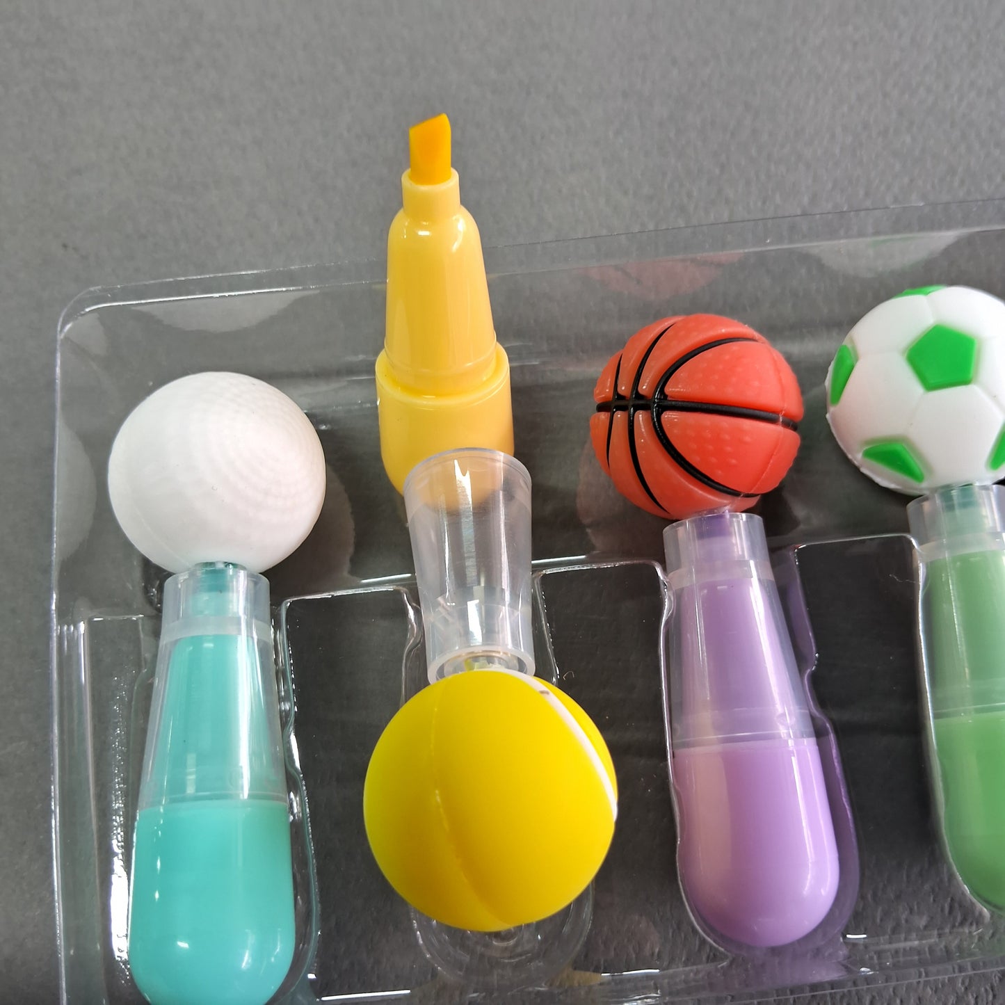 Fancy Sports Ball Shaped Highlighter Set of 6 (MD-341)