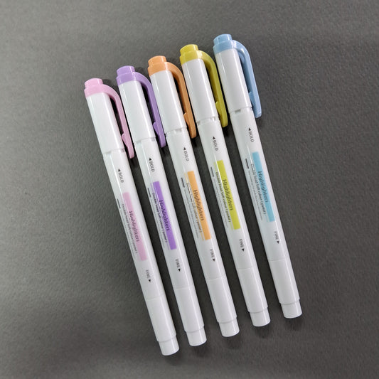 Fancy Dual Tip Pastel Highlighter Pen Set of 5 (9504)