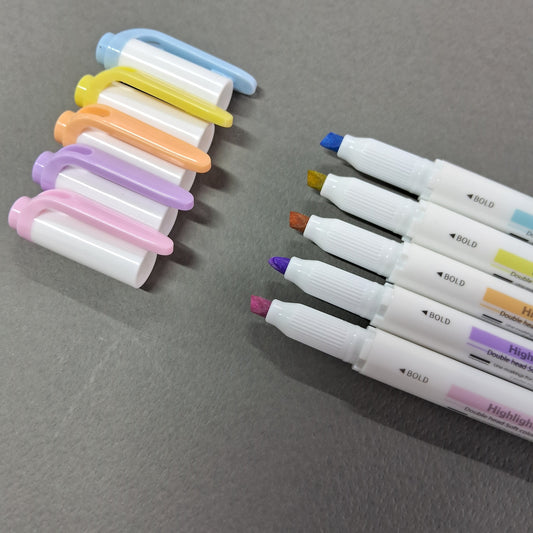 Fancy Dual Tip Pastel Highlighter Pen Set of 5 (9504)