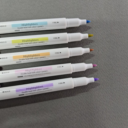 Fancy Dual Tip Pastel Highlighter Pen Set of 5 (9504)