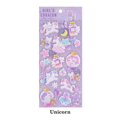 3D Kawaii Puffy Unicorn Bear Sticker SL-AUK