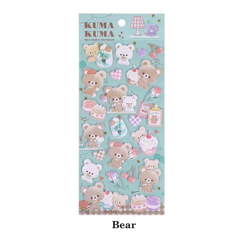 3D Kawaii Puffy Unicorn Bear Sticker SL-AUK