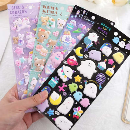 3D Kawaii Puffy Unicorn Bear Sticker SL-AUK