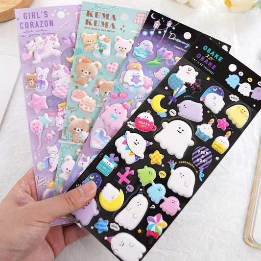 3D Kawaii Puffy Unicorn Bear Sticker SL-AUK