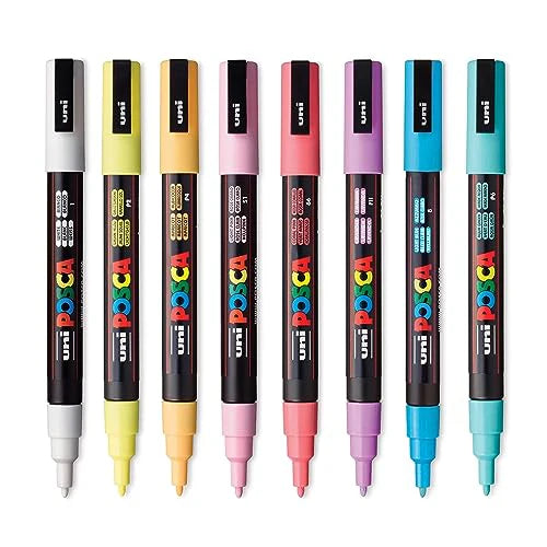 Uni Ball Posca Marker Soft Colours PC-3M Set of 8