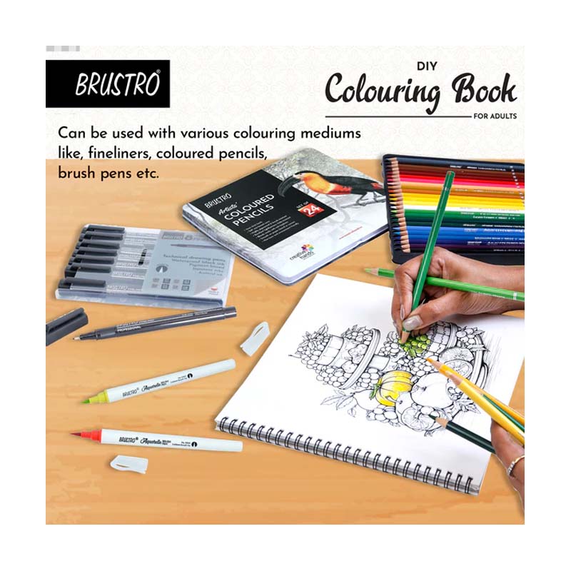 Brustro DIY Colouring Book For Adults 9x9