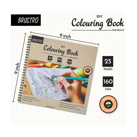 Brustro DIY Colouring Book For Adults 9x9
