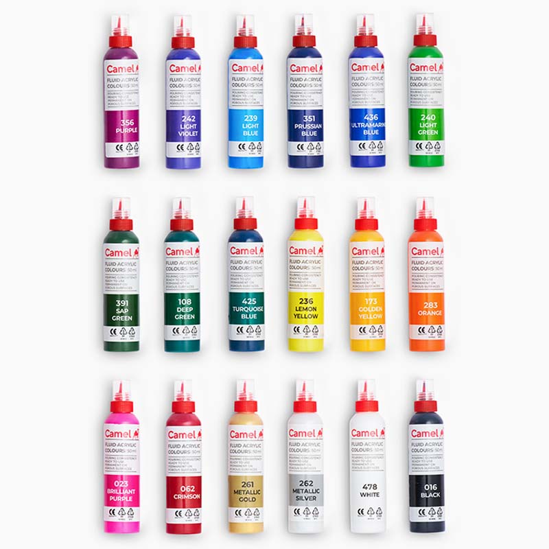 Camel Fluid Acrylic Colour Set of 18x50ml