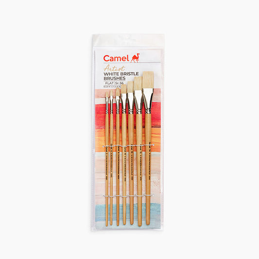 Camel White Bristle Hog Hair Long Handle Brush Set of 7