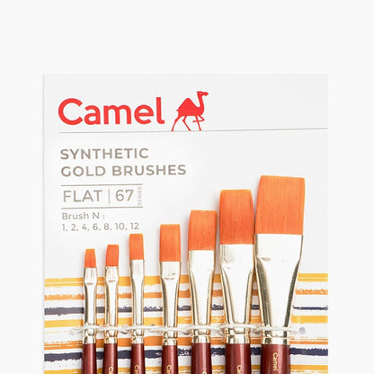 Camel Synthetic Gold Flat Brush Sr.67 Set of 7
