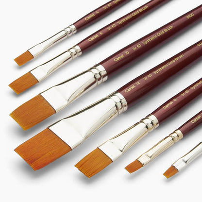 Camel Synthetic Gold Flat Brush Sr.67 Set of 7