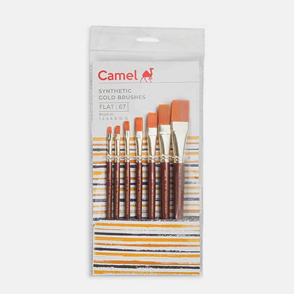 Camel Synthetic Gold Flat Brush Sr.67 Set of 7