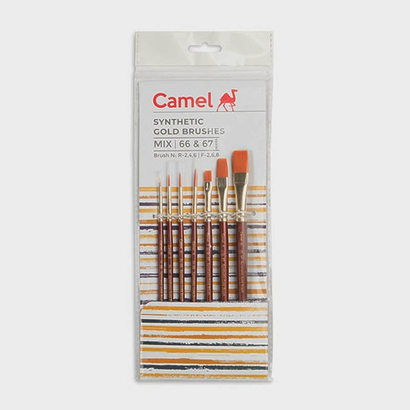 Camel Synthetic Gold Mix Brush Sr.66 & 67 Set of 7