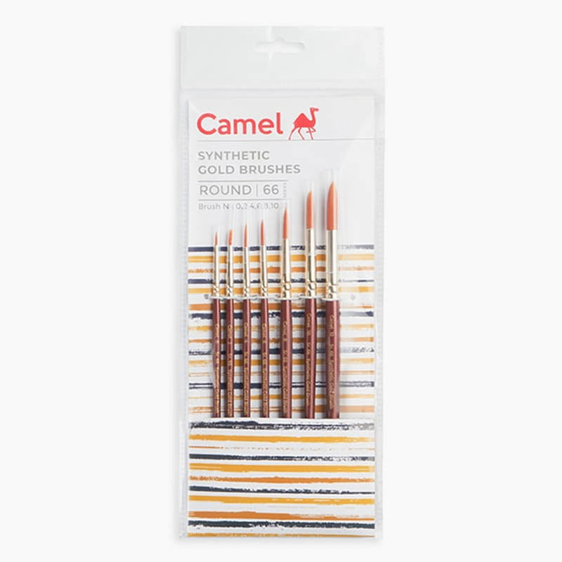 Camel Synthetic Gold Round Brush Sr.66 Set of 7