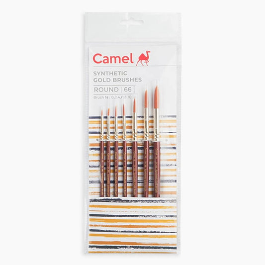 Camel Synthetic Gold Round Brush Sr.66 Set of 7