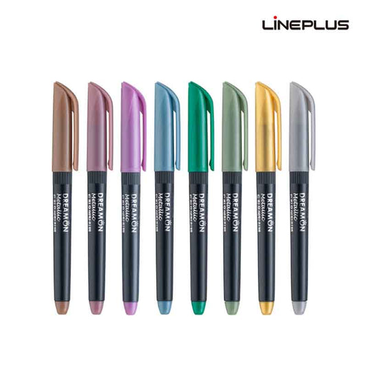 Lineplus Dreamon Metallic Brush Pen Set of 8