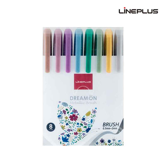 Lineplus Dreamon Metallic Brush Pen Set of 8