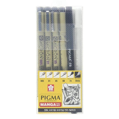 Sakura Pigma Manga Basic Pen Set of 6