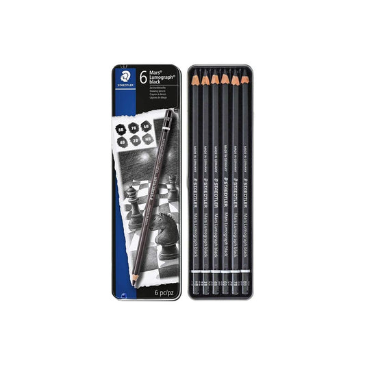 Staedtler Lumograph Black Drawing Pencil Set of 6