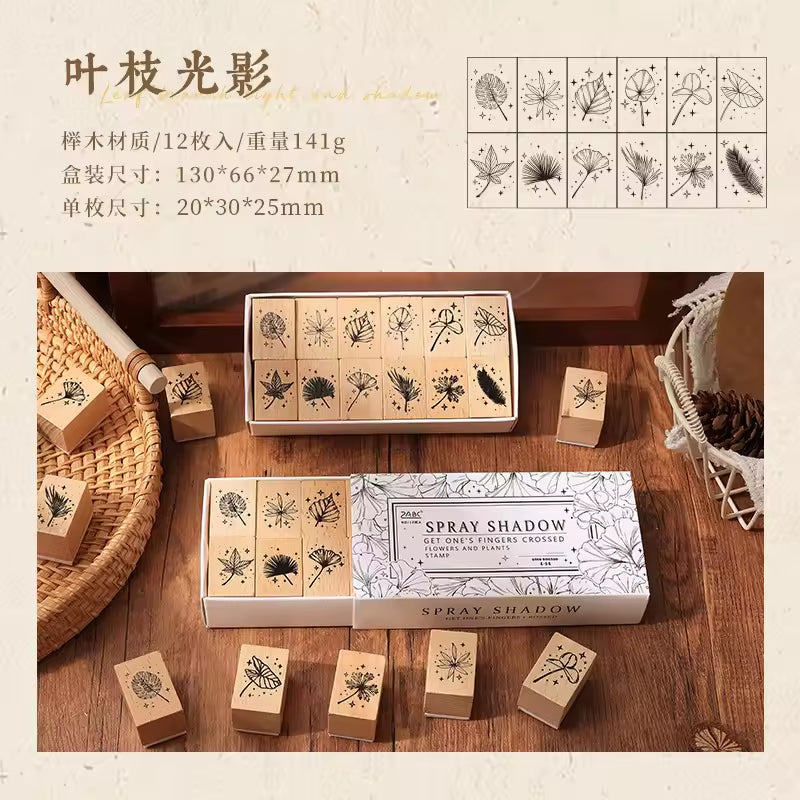 ZABC Vintage Flower and Plants Wooden Stamp RZNH-4