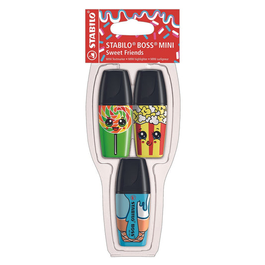 Stabilo | Boss | Mini Highlighter Pen Sweet Friends | 3 Pcs Of Yellow-Pink-Orange