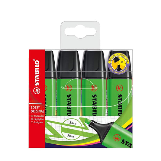 Stabilo | Boss Original | Green | Pack of 4 | Highlighter Pen