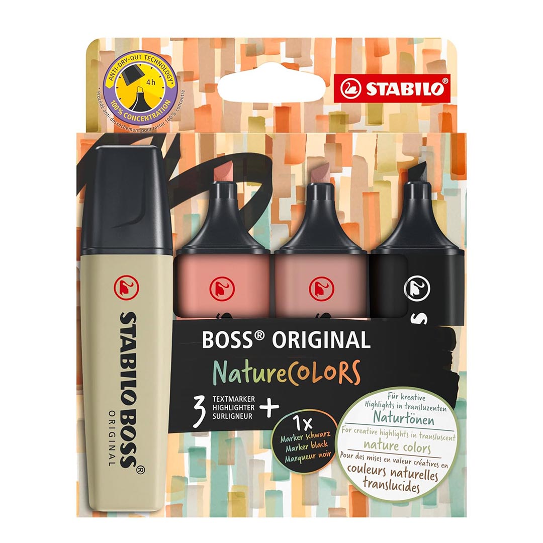 Stabilo | Boss Original Highlighter | Nature Colors | Pack of 4 | Premium Shades One