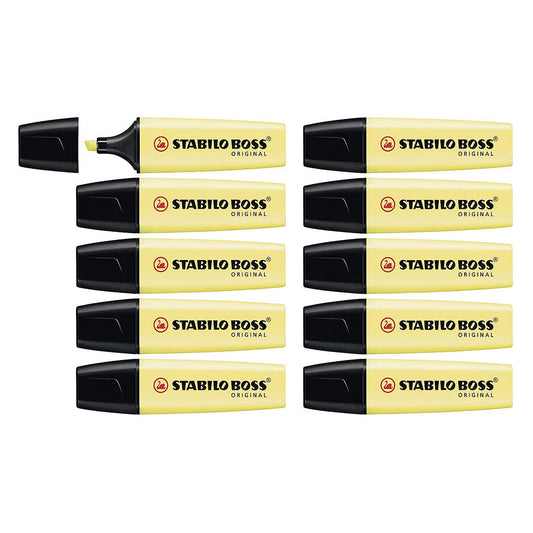 Stabilo | Boss Pastel | Yellow | Pack Of 10 | Highlighter Pen