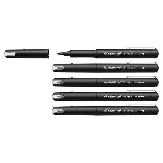 Stabilo | dr!ver Series | Premium Fineliner | Medium | Pack of 5 | Black