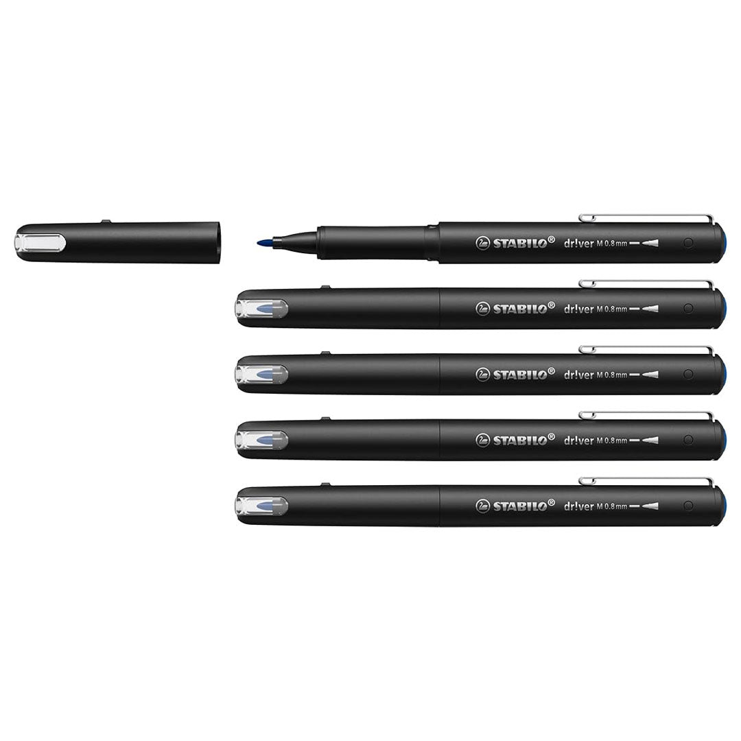 Stabilo | dr!ver Series | Premium Fineliner | Medium | Pack of 5 | Blue