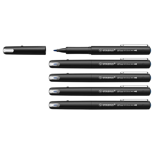Stabilo | dr!ver Series | Premium Fineliner | Medium | Pack of 5 | Blue