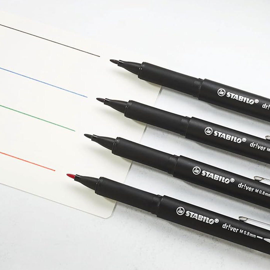 Stabilo | dr!ver Series | Premium Fineliner | Medium | Pack of 5 | Blue
