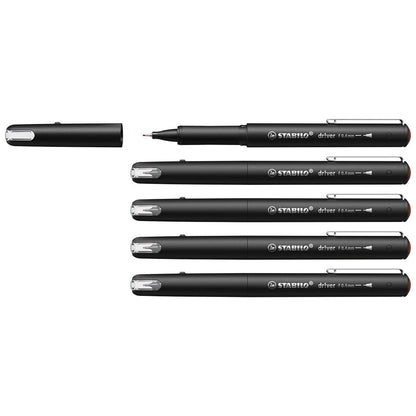 Stabilo | dr!ver Series | Premium Fineliner | Pack of 5 | Red