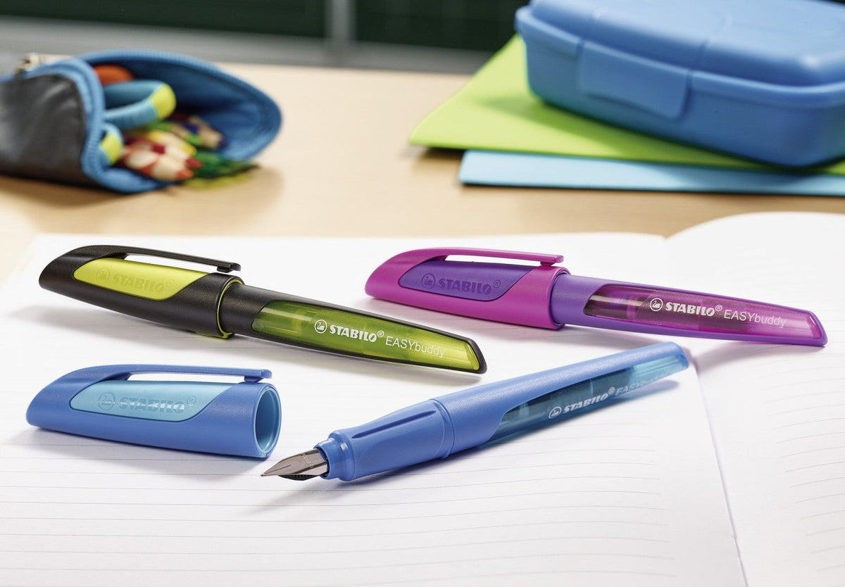 Stabilo | Easy Buddy | Fountain Pen | Black-Light blue | Medium nib