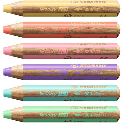 Stabilo | Multi-Talented Pencil | Woody 3 In 1 Duo | Pastel Red | 1 Piece