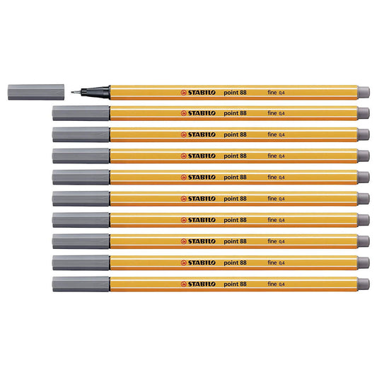 Stabilo | Point 88 | Fineliner | Dark Grey | Pack Of 10